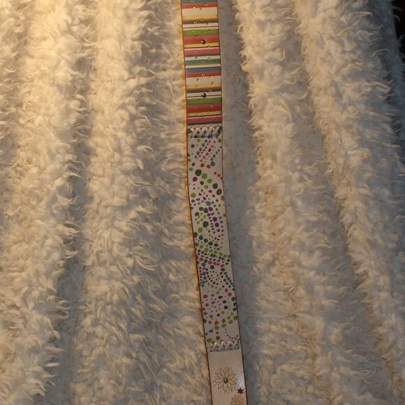Y2K FOSSIL Leather Boho VTG Belt, Flowers Stripes Dots Size Lrg - Picture 6 of 7